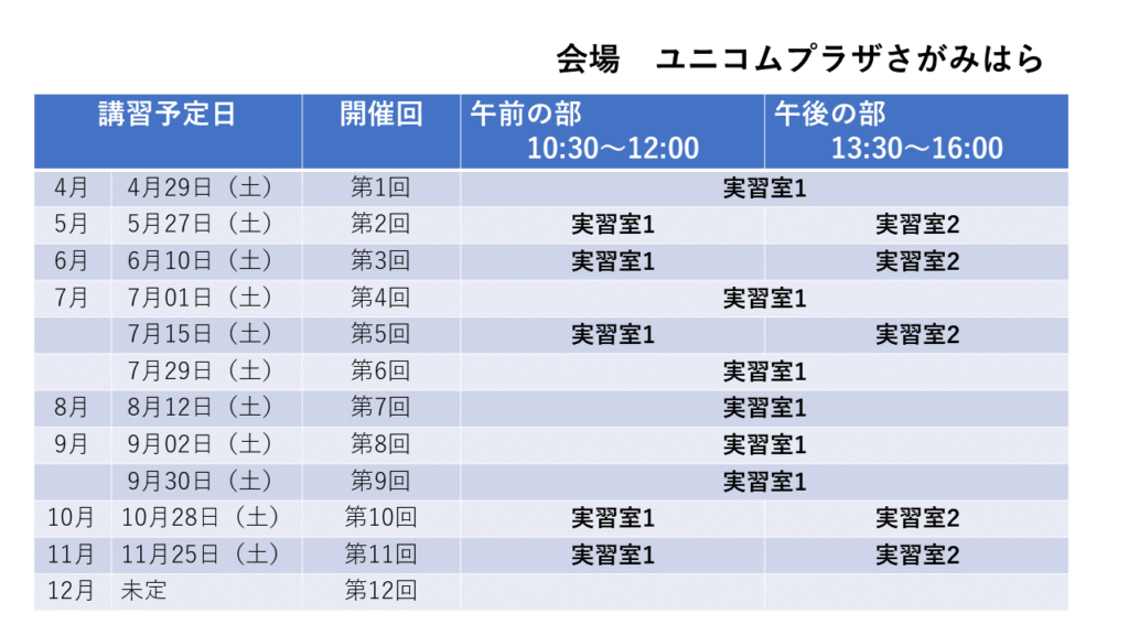 開催日と開催場所のご案内